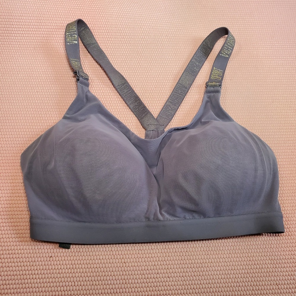Victoria Sport Incredible Lightweight Sports Bra Gray Activewear Logo Straps 34D